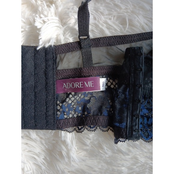 Adored by Adore Me Blue Lace Payal Demi Underwire Longline Bra Sz 36D - Picture 8 of 10
